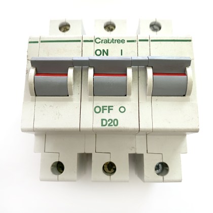 Crabtree Polestar 63D/20 D20 20A 20 Amp 3 Pole Phase MCB Circuit Breaker Type D